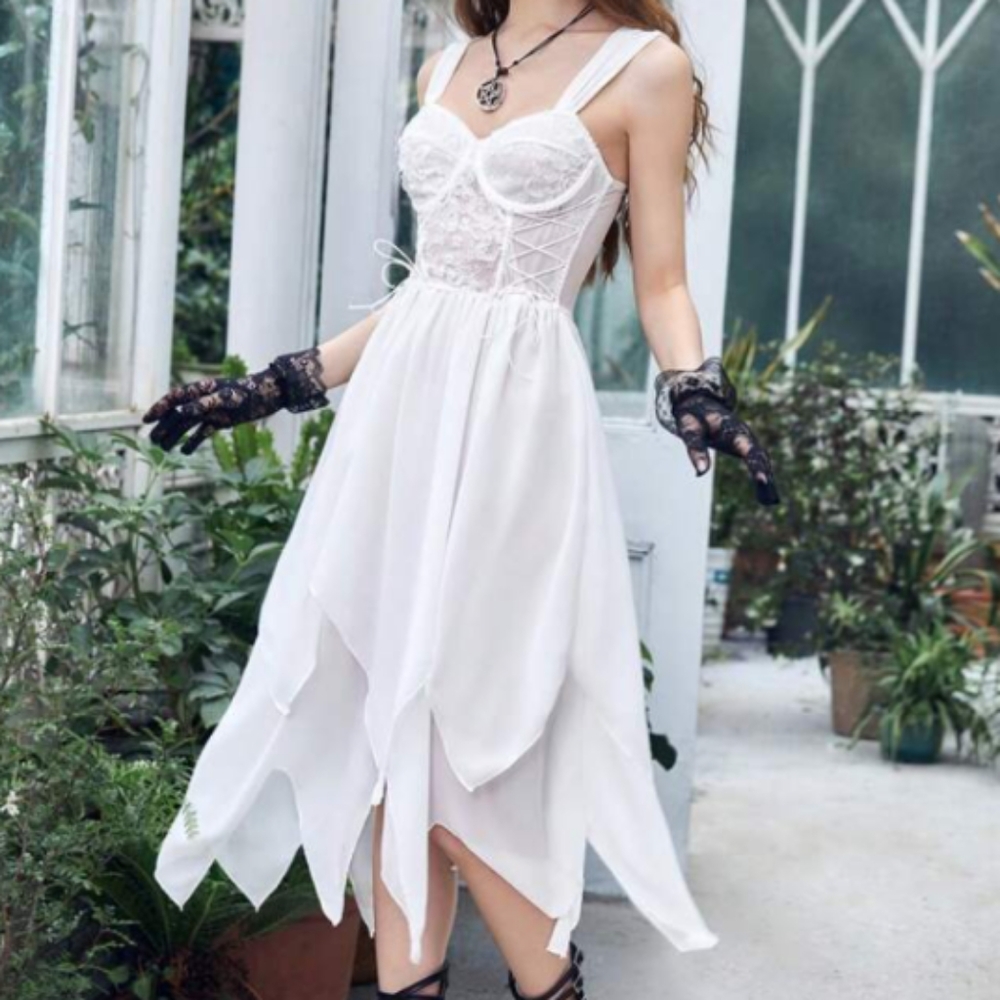 New asymmetrical hem wedding dress
